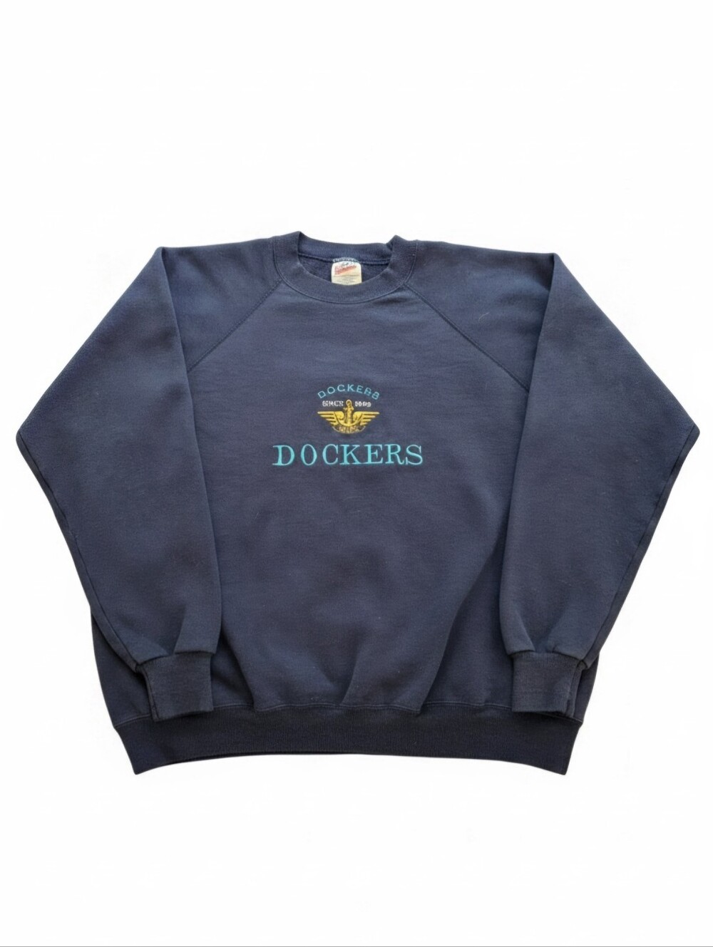 Vintage 90s Dockers Levi's Embroidered Logo Crewneck Sweatshirt Navy Blue